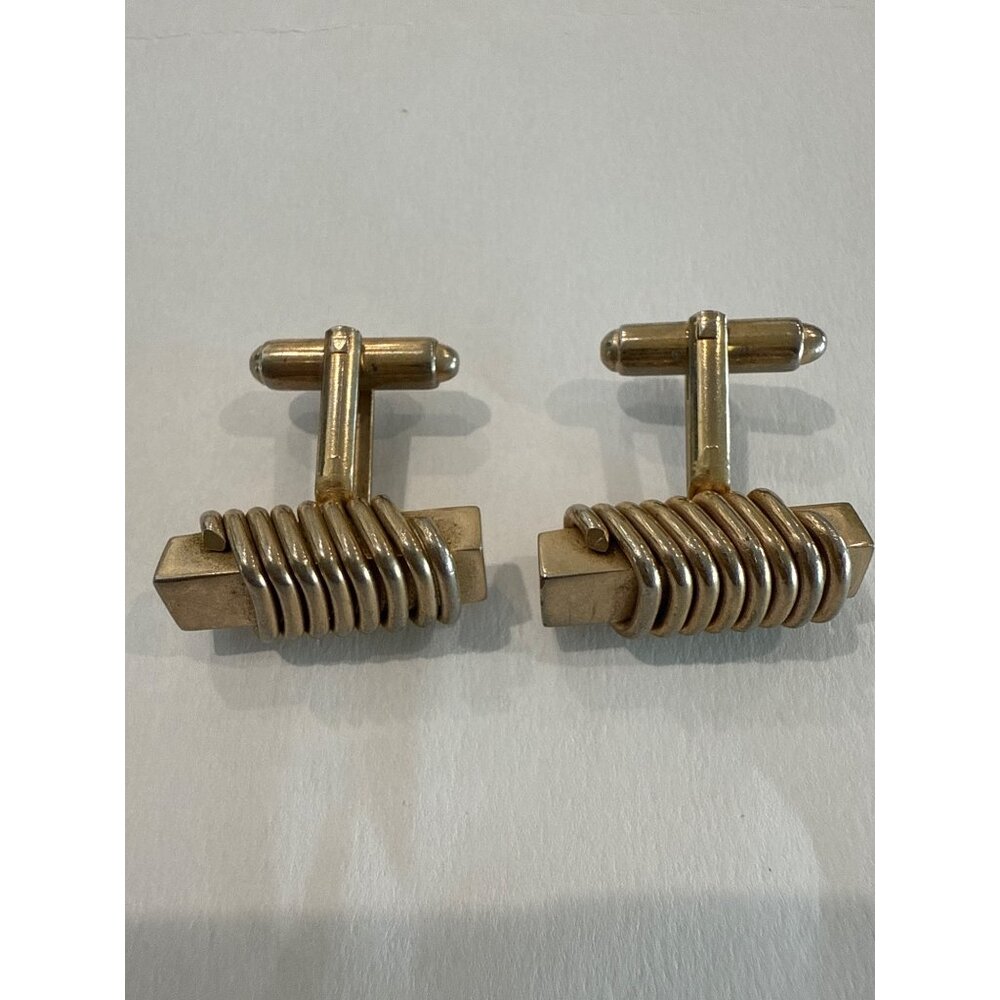 Shields Vintage Gold metal Coil Spring Men's Cufflinks